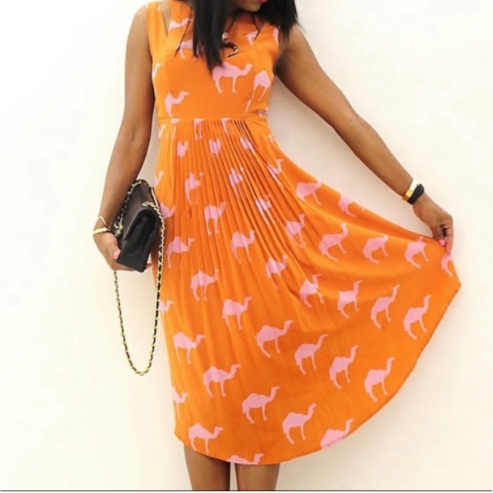 Anthropologie Pink Camel Silk Dress